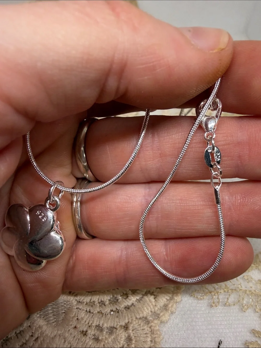 925 Sterling Silver Peach Blossom Necklace 20” Box Chain | Romantic Cottagecore
